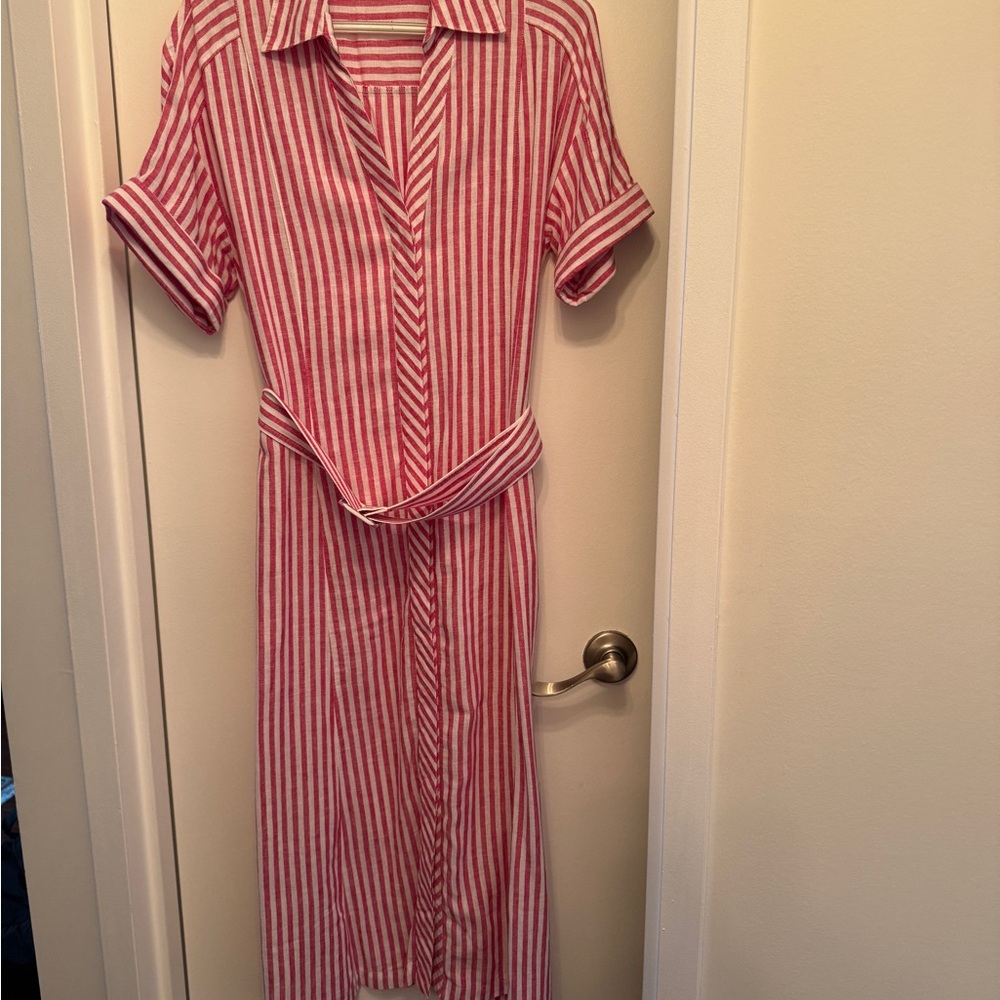 Banana Republic Red and White Striped Midi Dress